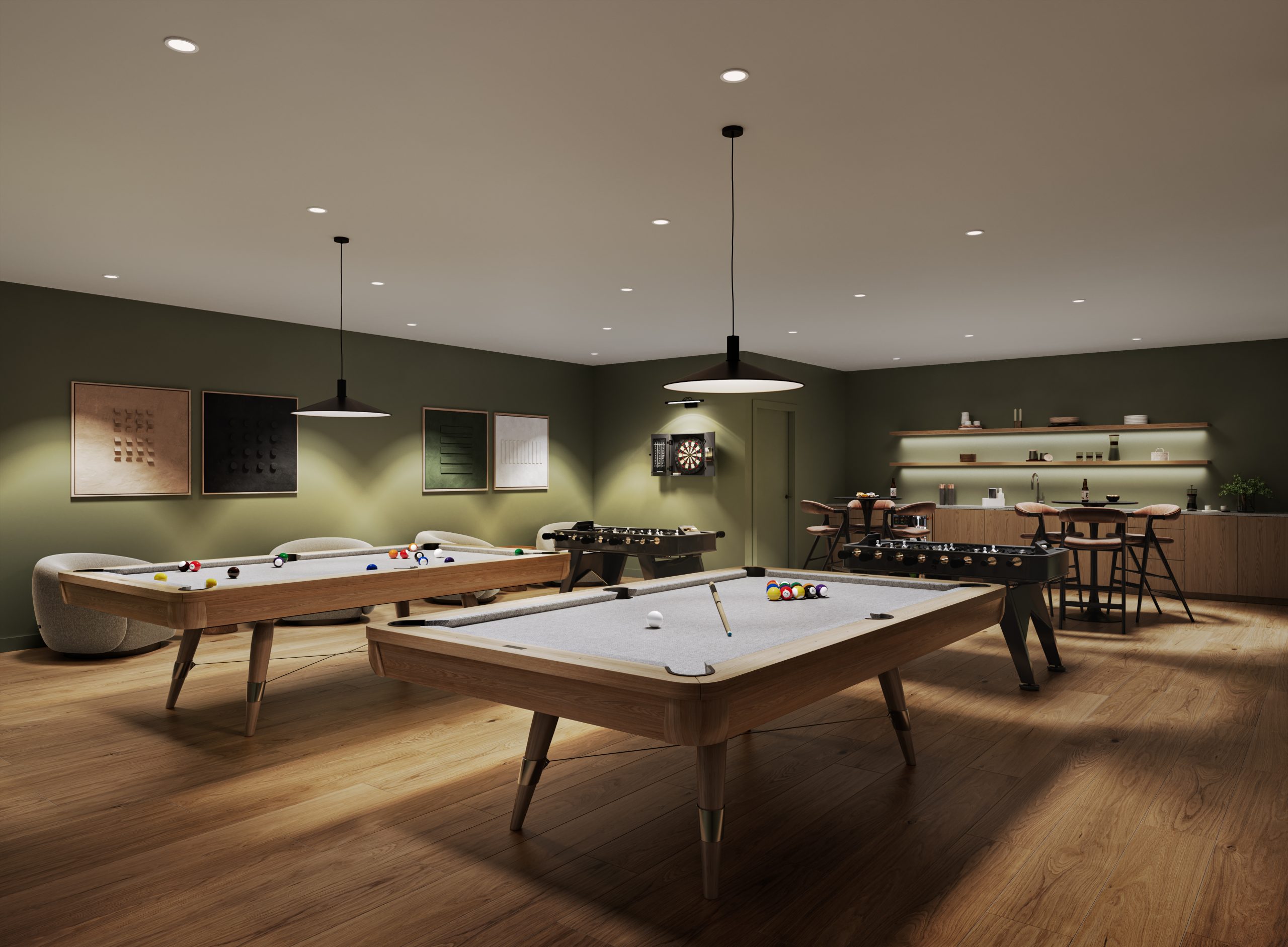 Resident entertainment lounge and games room amenity at Bute at Clayton Crest