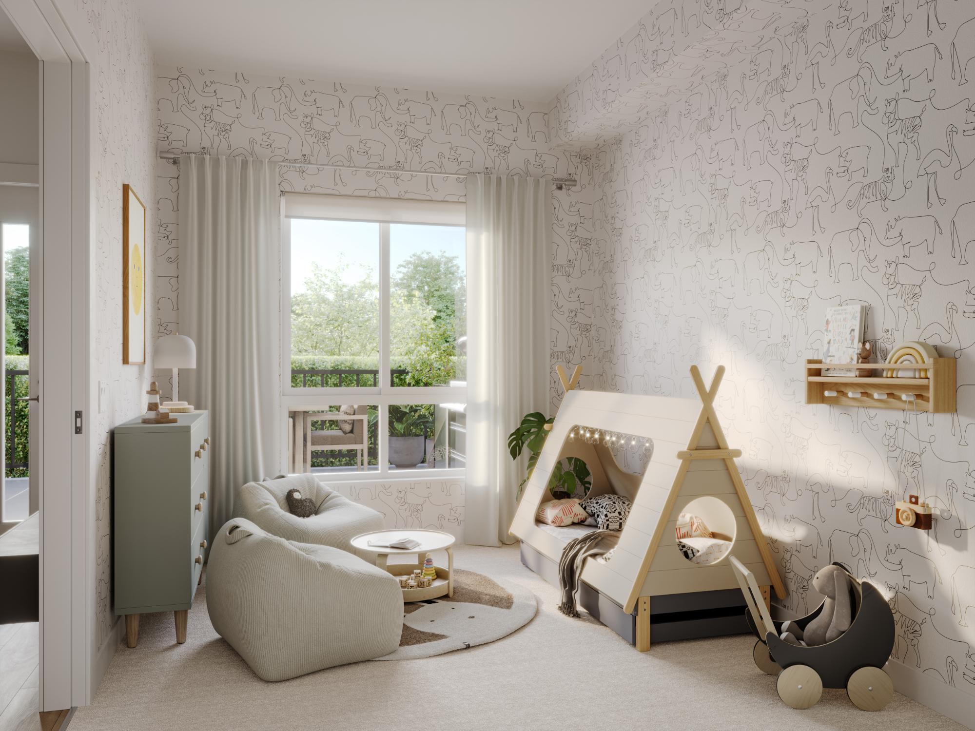 Two and three bedroom family condo kids bedroom design at Bute Clayton Crest